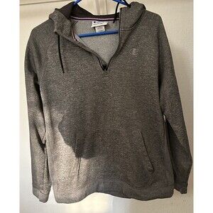 Champion Men's Hoodie with 1/4 Zipper Pullover Embroidered Logo Grey SUPER SOFT